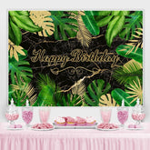 Grün Und Gold Blätter Glücklich Geburtstag Backdorp Für Party